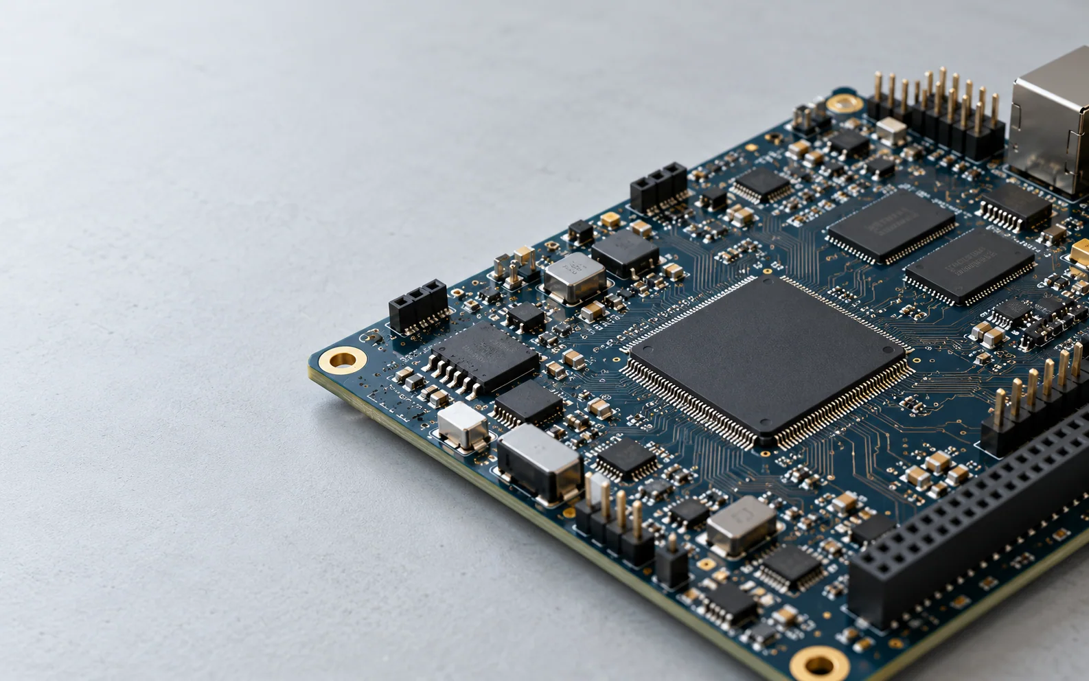 Illustration einer FPGA-Platine mit Signalverbindungen.